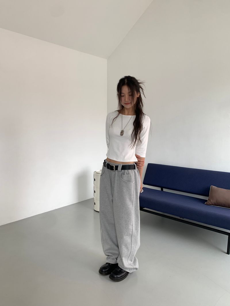 BOAT NECK MID SLEEVE TEE (4C)