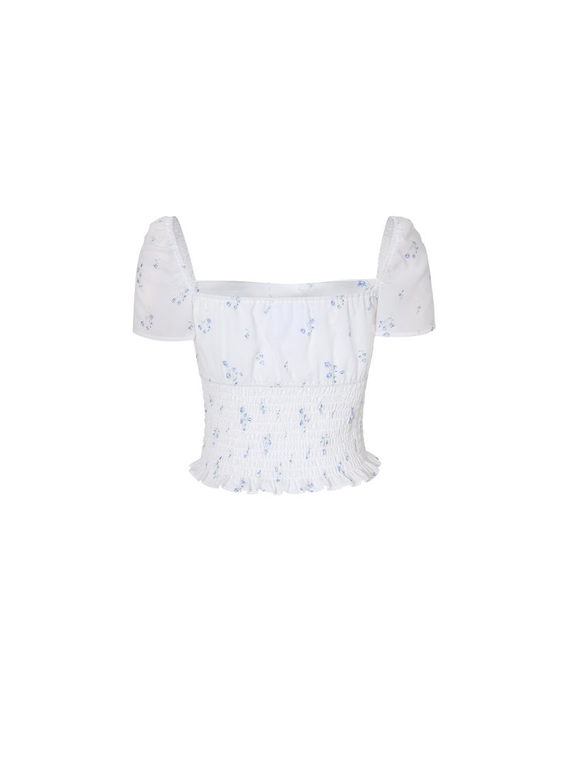 Floral puff blouse (White)