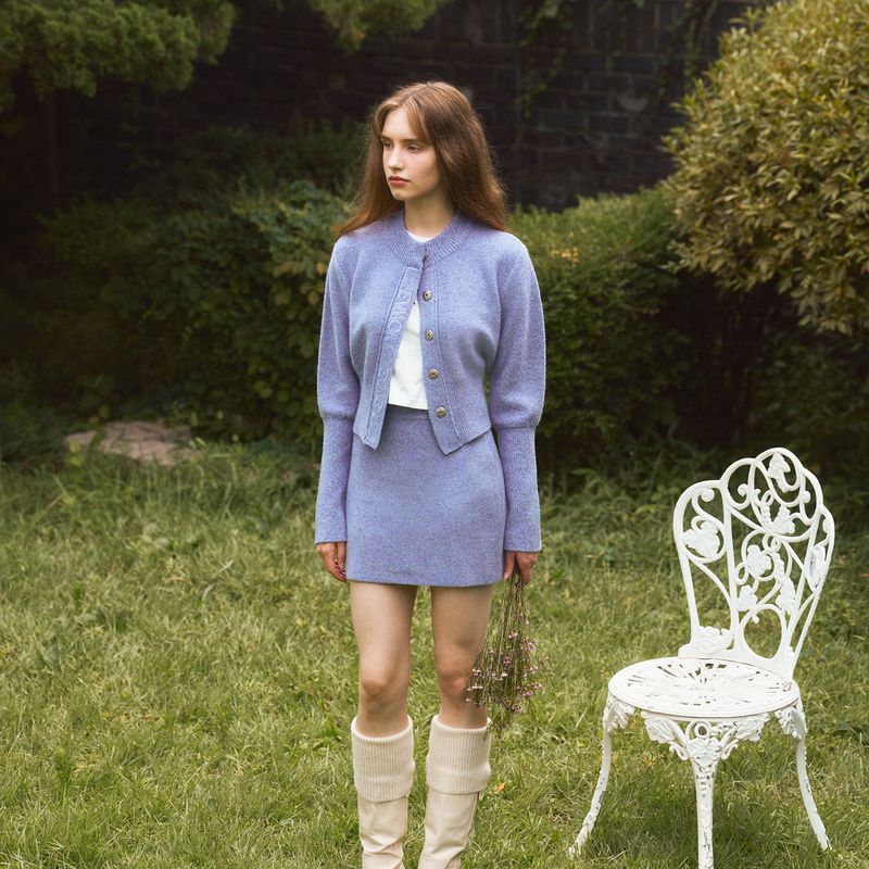 ALPACA SLIM CARDIGAN - LAVENDER GREY
