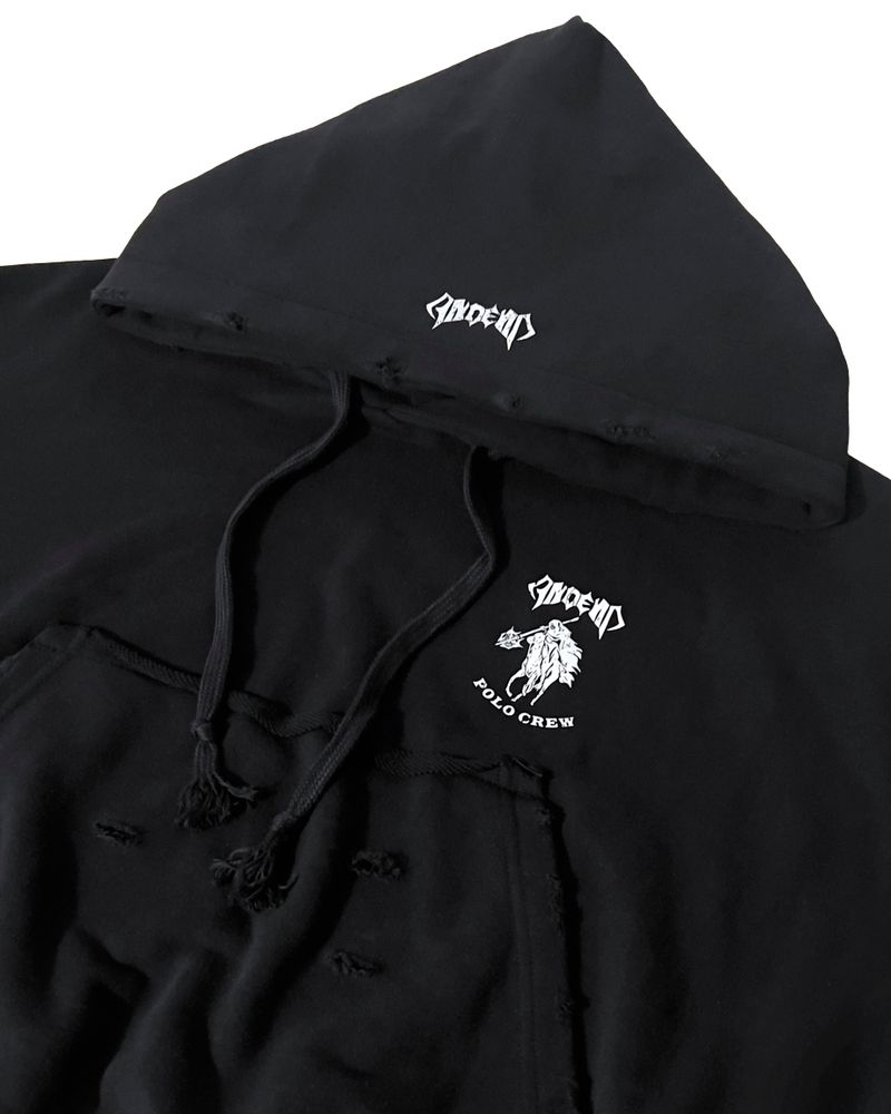 POLO CROP HOODIE_BLACK