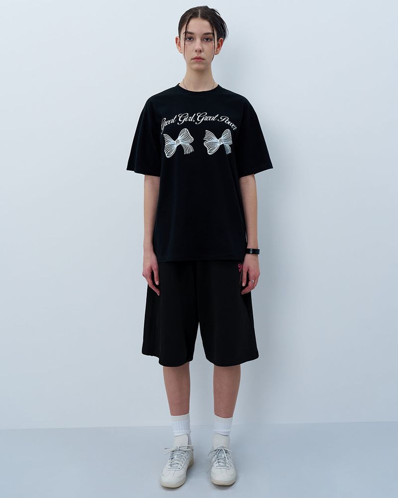 TWIN RIBBON TSHIRT-BLACK