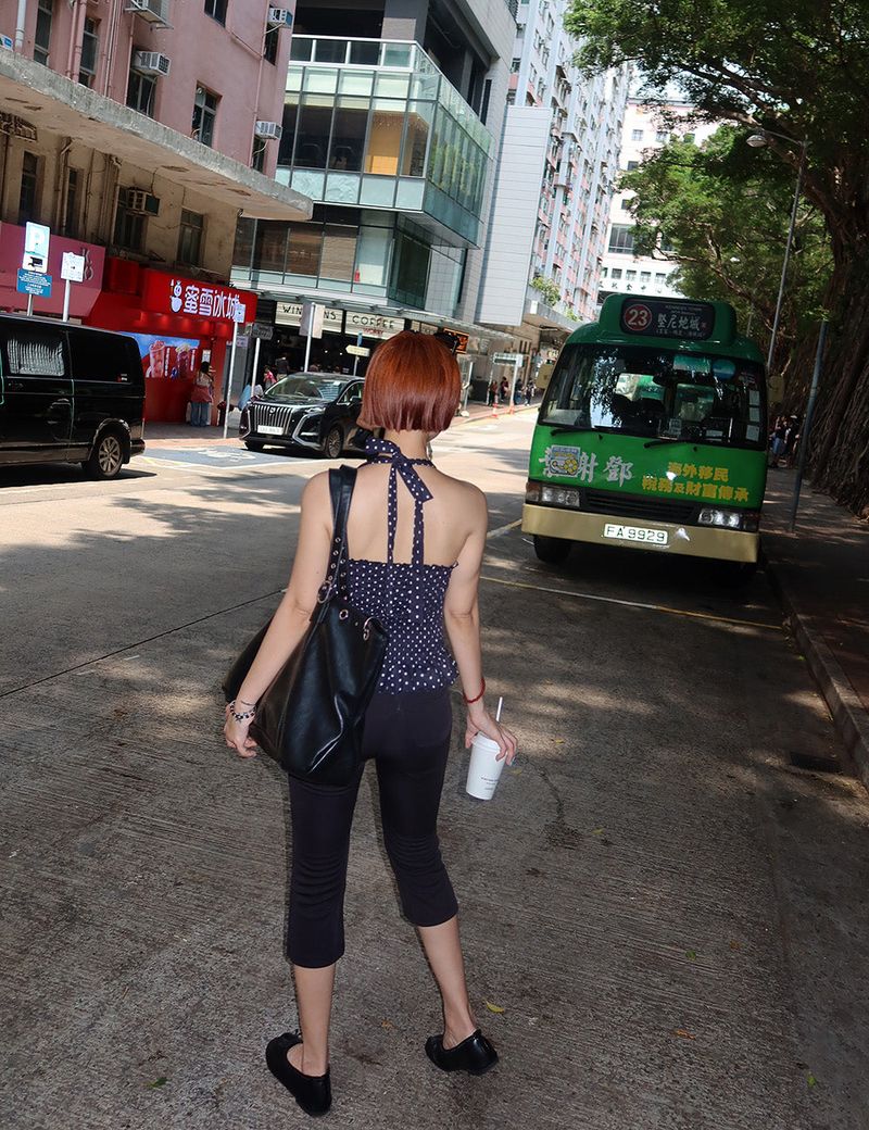 dot halter neck smoke blouse