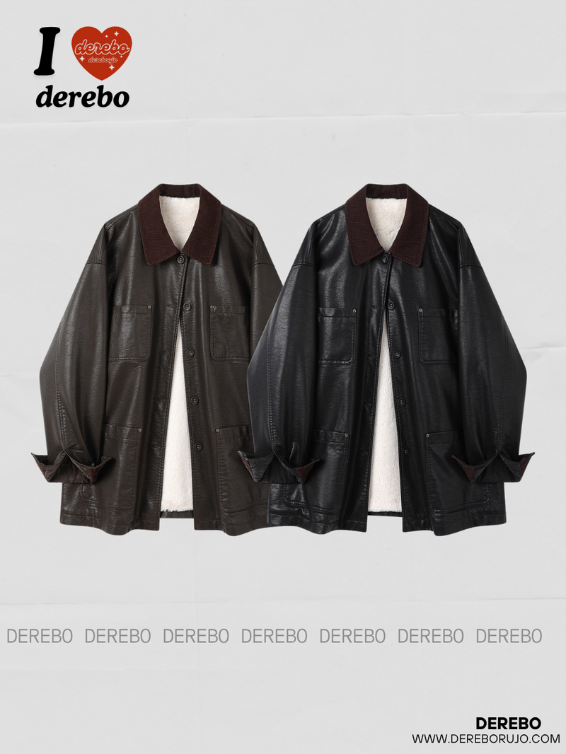 dereborujo（ドレボルゾー）の「High-End Leather Warm Pocket Half Coat（Jackets/Outerwear）」