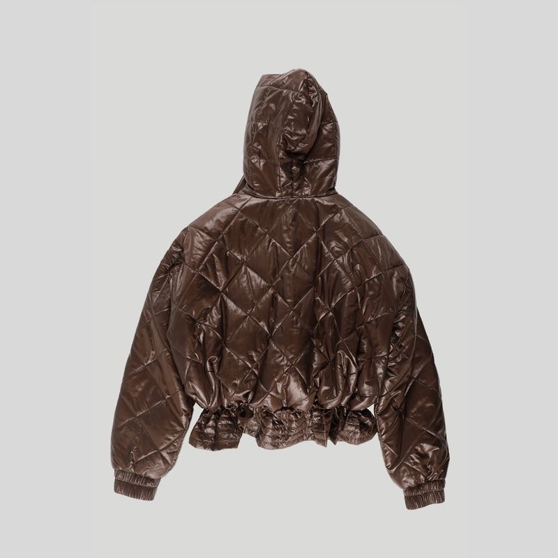 HIGH-GLOSS SCARF QUILTED JACKET