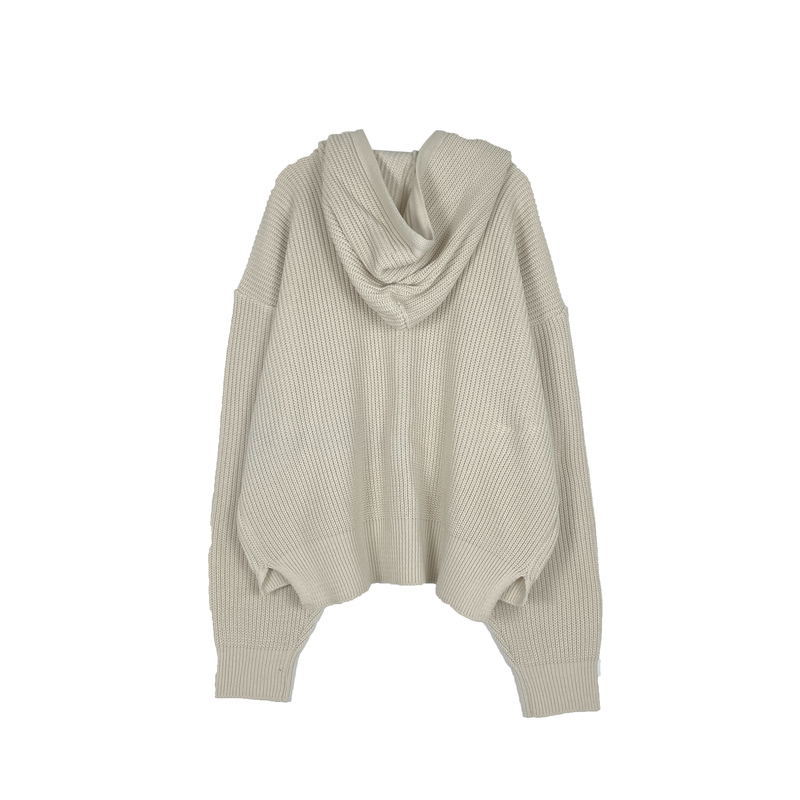 Warm hooded knit zip-up