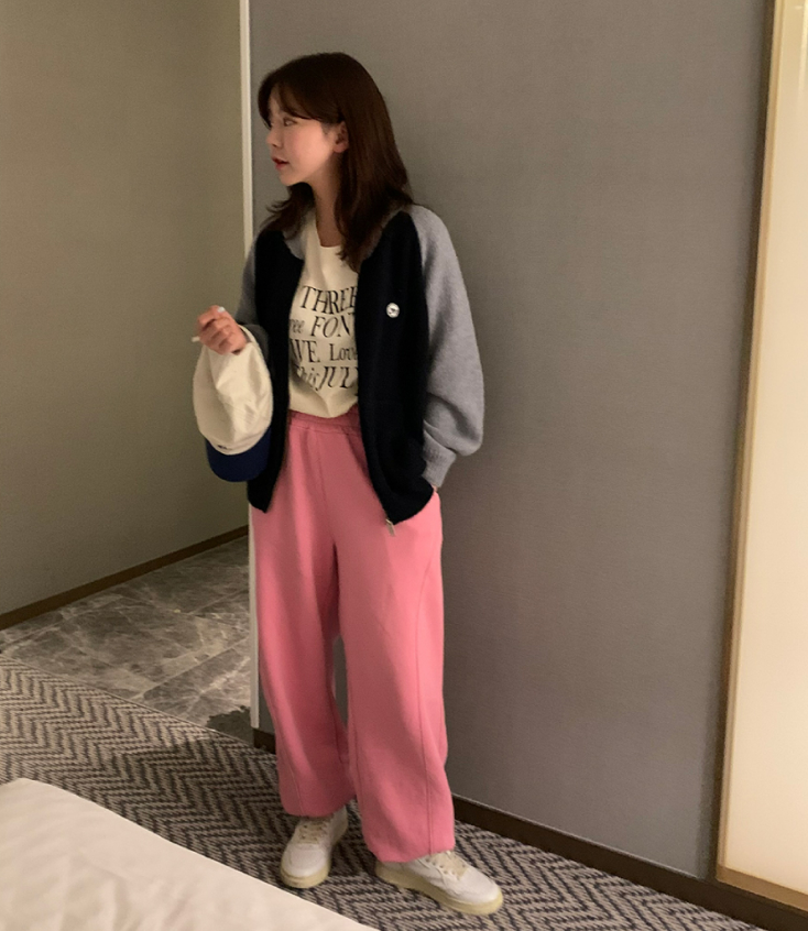 [YELLOMOIl] baseball zip up - knit