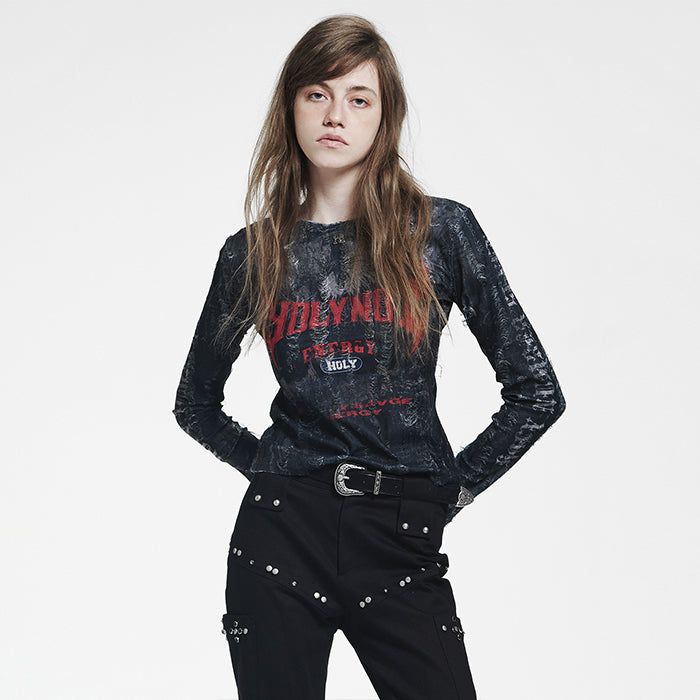 HOLY NUMBER 7(ホーリーナンバーセブン)の「Holy Red Point Lettering Long Sleeve(Tops)」