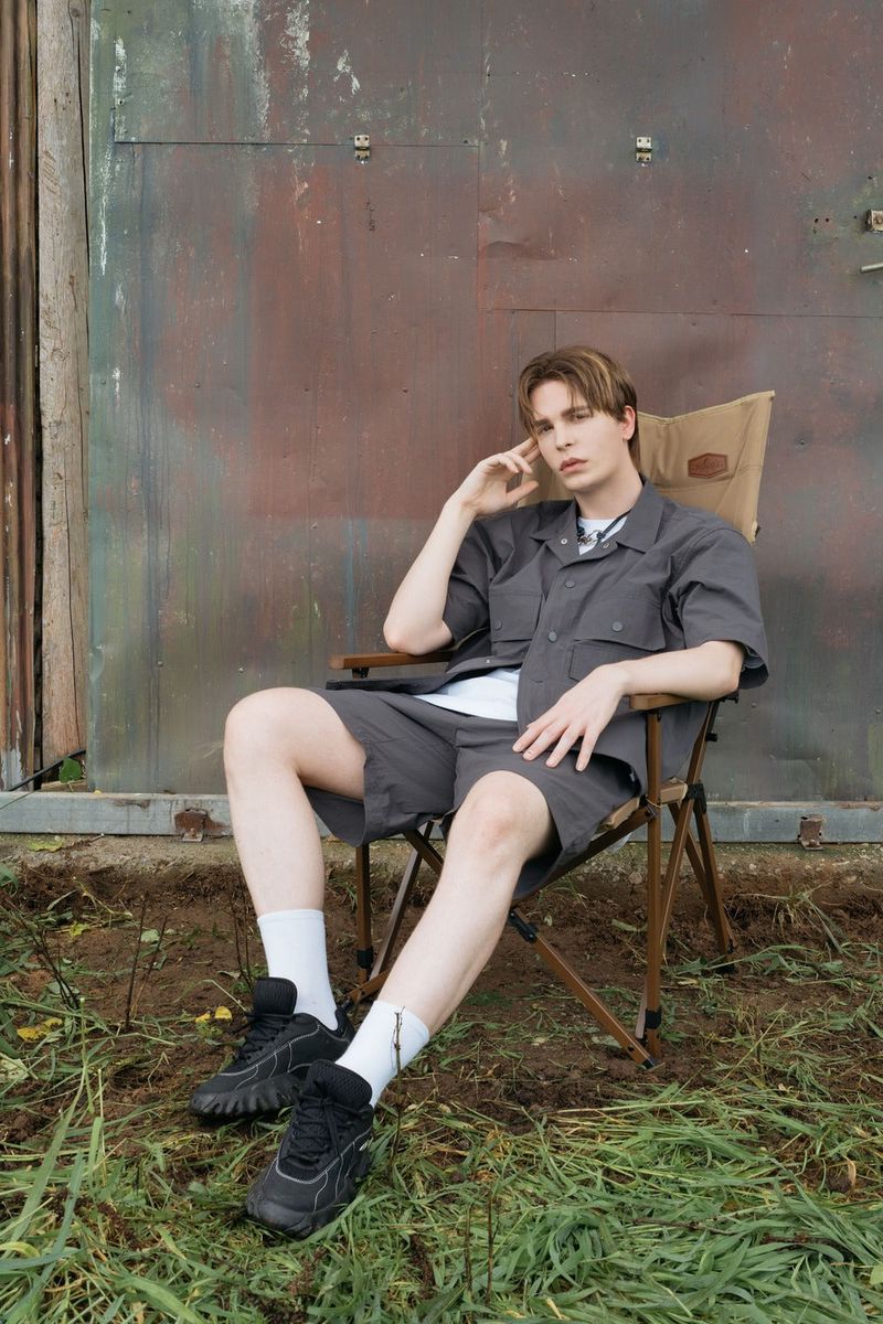 NYLON SHORT-SLEEVED SET - PANTS (CHARCOAL)