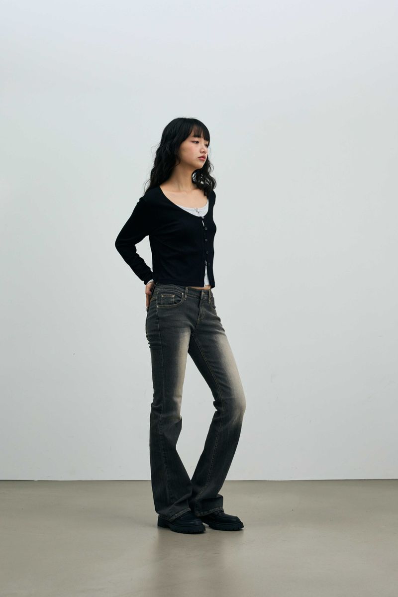 LYLA LAYERED CARDIGAN / BLACK-MELANGE