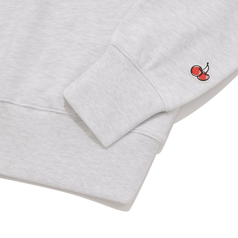 CHERRY OPEN COLLAR SWEATSHIRT [MELANGE GRAY]