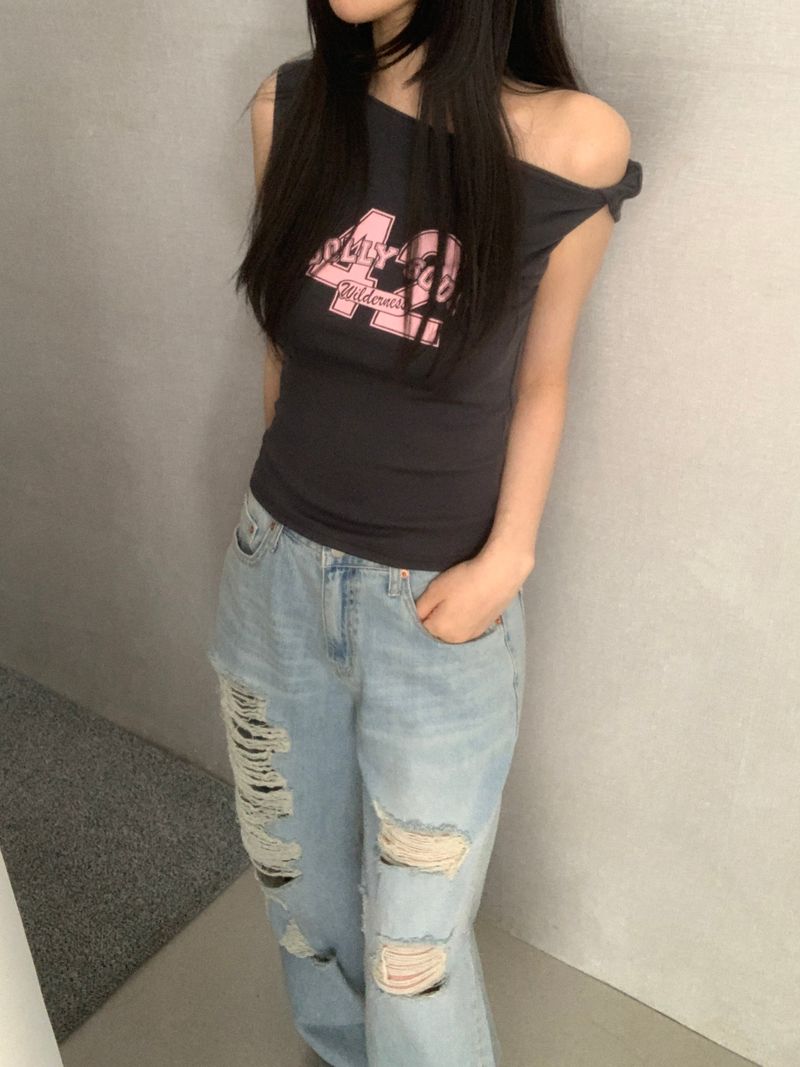 Brandon Distressed Wide-Leg Pants