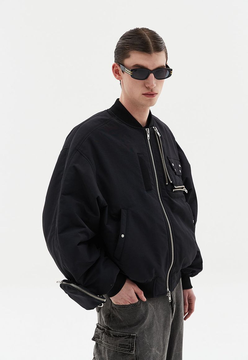multi zipper bomber jacket