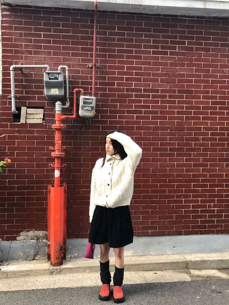 Wool fisher high neck cardigan 