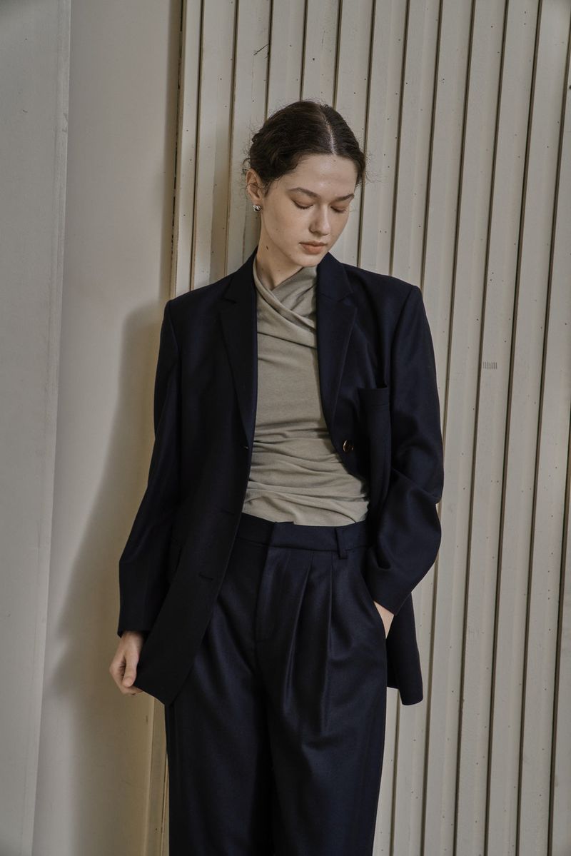 WOOL TWILL SETUP JACKET_NAVY