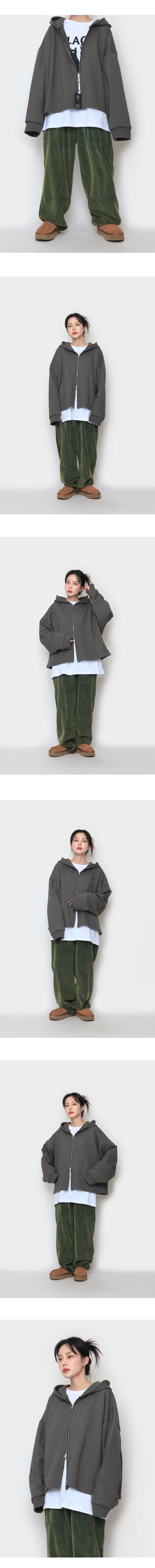 Heavy crop hood zip-up