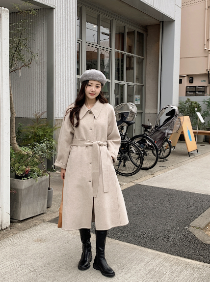 [SHOPPERMADE] ハンドメイドシングルロングウールコート (3color)
