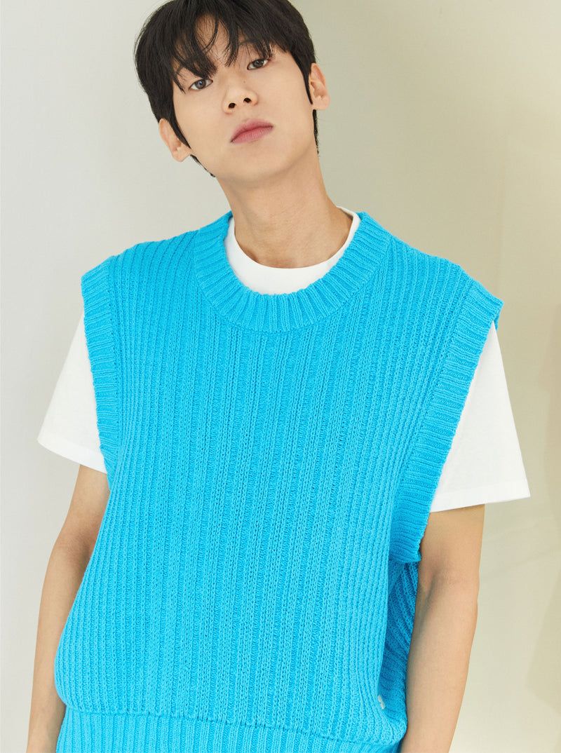 ALARMSEOUL（アラームソウル）の「ALARM MIX KNIT VEST BLUE_MAN（Tops）」