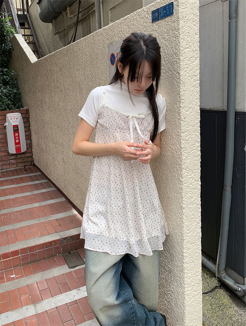 RIBBED HALF NECK TEE (4C)