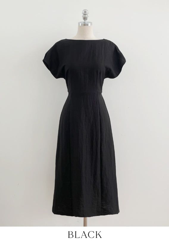 Opil Balloon Sleeve Linen Long One Piece