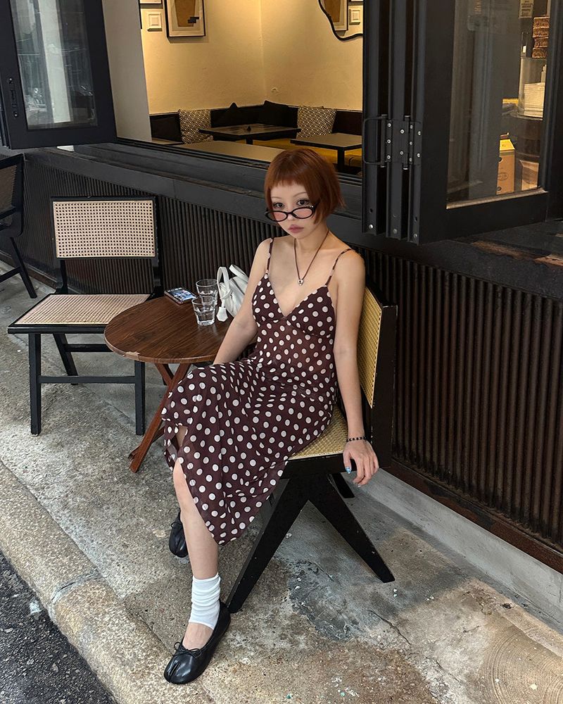 Chocolat Ribbon Dot Midi Skirt