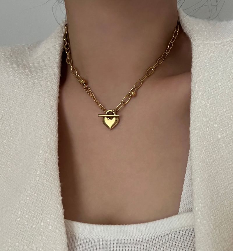 jm Heart Lock Stainless Steel Bold Chain Ball Coin Short Long Necklace