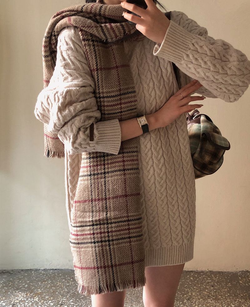 [Belied made/Cuanku] First Love Twisted Cable Knit Dress