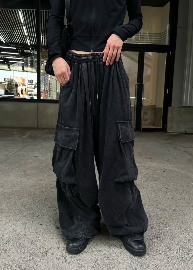 Washed Cargo Jogger Pants