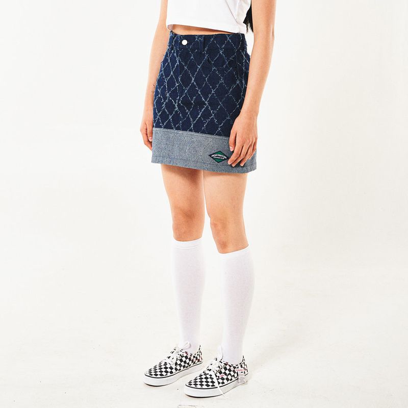 FENCE SWING DENIM MINI SKIRT (BLUE)