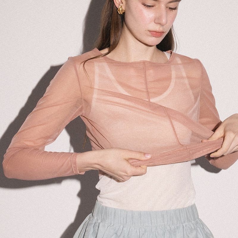 ROSE SEE THROUGH LONG SLEEVE SET