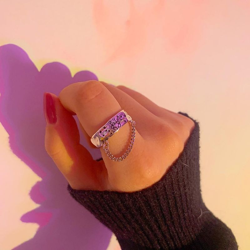 Silver Bear chain ring