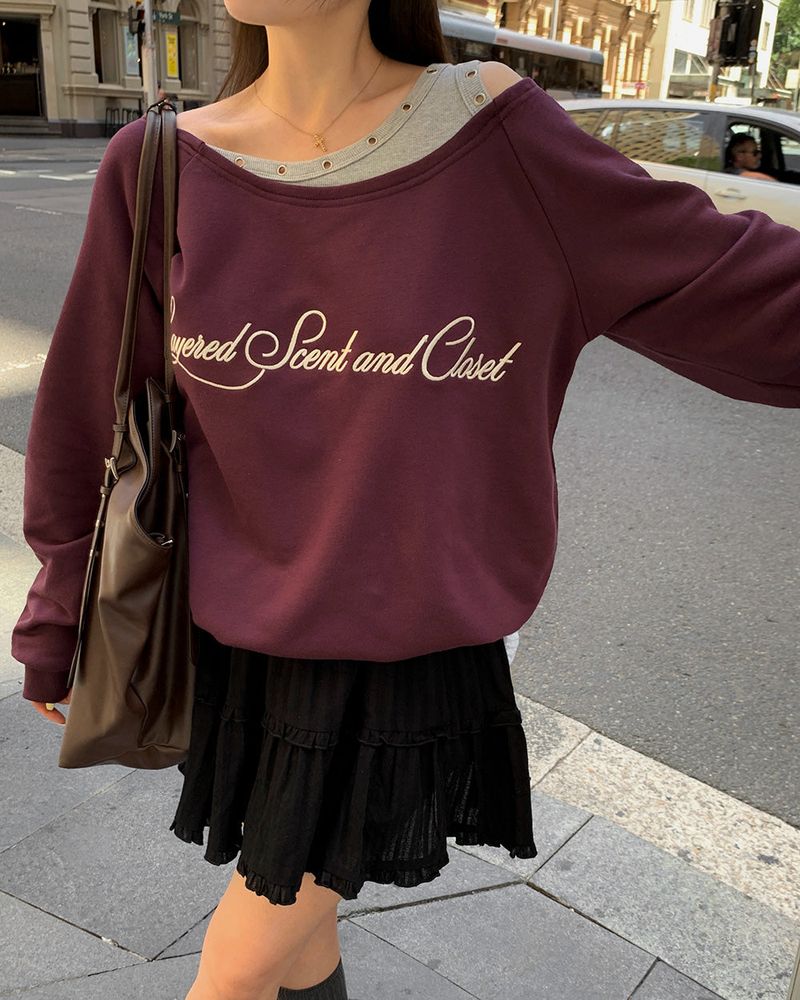 [ORIGINAL] Penny Layered String Off-Shoulder Sweatshirt
