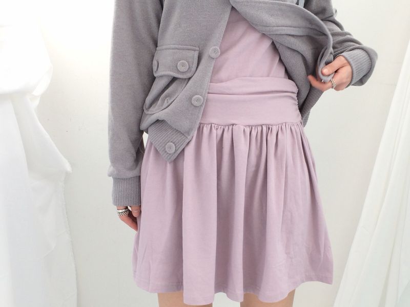Shirring Flared Dress