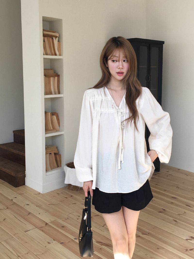 Robe shirring loose blouse