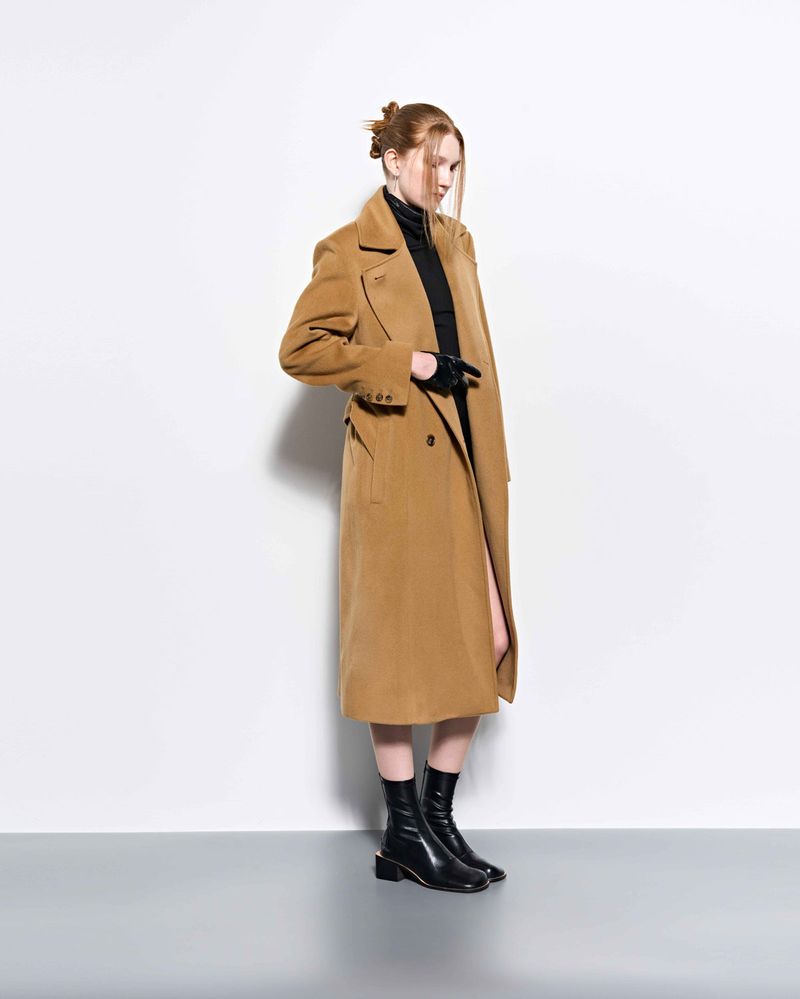 Wide Collar Oversized Double Wool Coat _ Camel