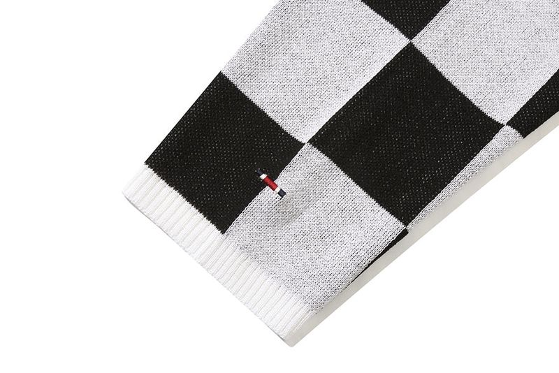 CHECKER BOARD KNIT TOP_BLACK