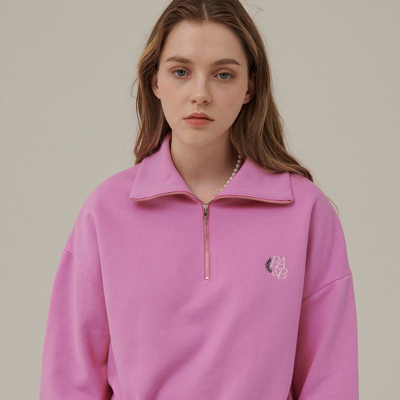Between A and B(ビットウィーンエーアンドビー)の「SMALL LOGO HALF ZIPUP SWEATSHIRT_PINK(Tops)」