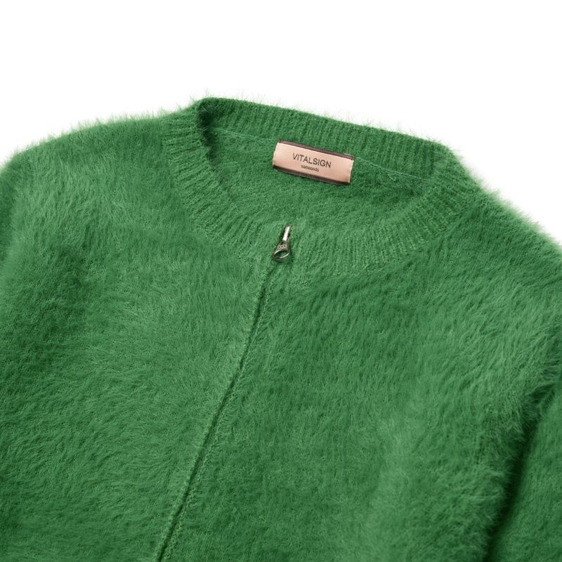 [LINE] Mohair Wool Blend Knit Zip-Up