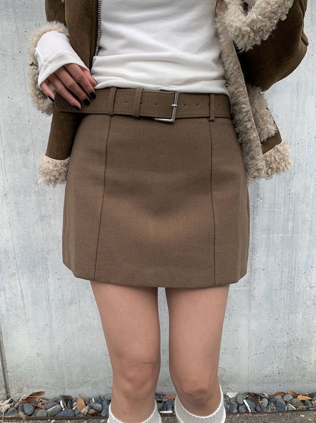 anyonemore（エニーワンモアー）の「[Belt Set] Ropan Wool Mini Belt Skirt（Skirts）」