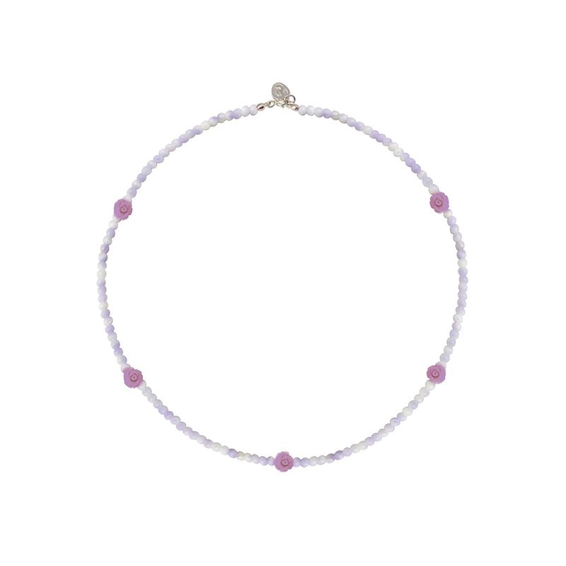 [925 SILVER] Mini Rose Beads Necklace (4colors)