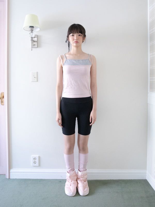 TWO-TONE SLEEVELESS TOP (GREYPINK)