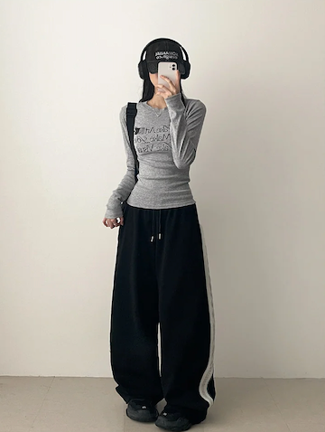 Enz Side Track Line Wide Pants