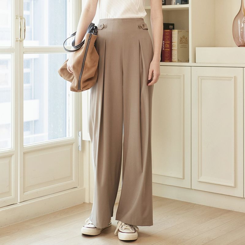 [LINE] Button Inverted Wide Slacks (3 colors)