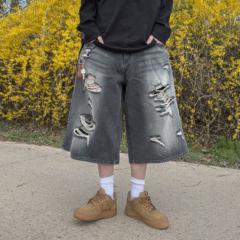 Level-Distressed Bermuda Denim Shorts