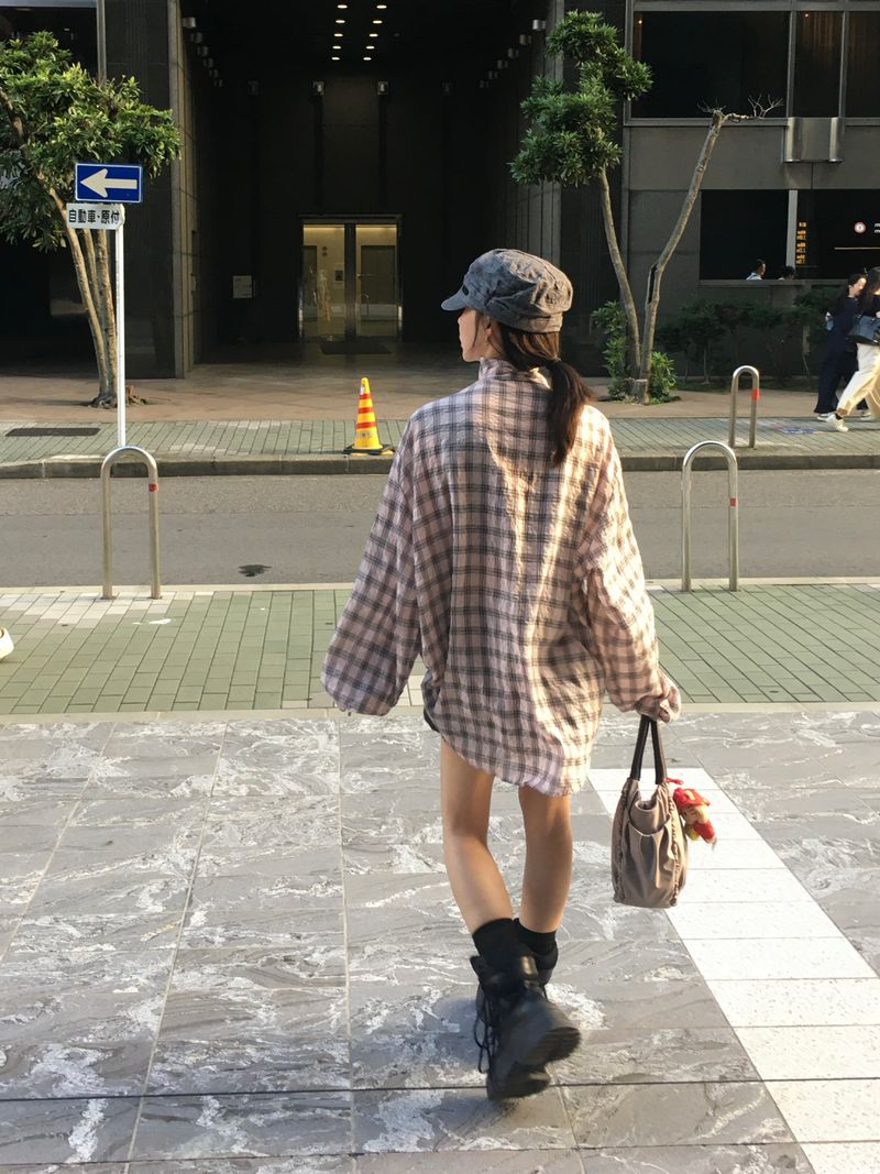 Hyper High-Neck Over Check Shirt (2c)