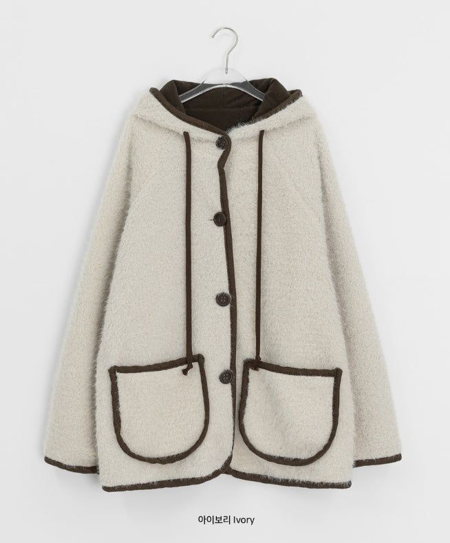 Handal Boucle Half Hood Fur Jacket