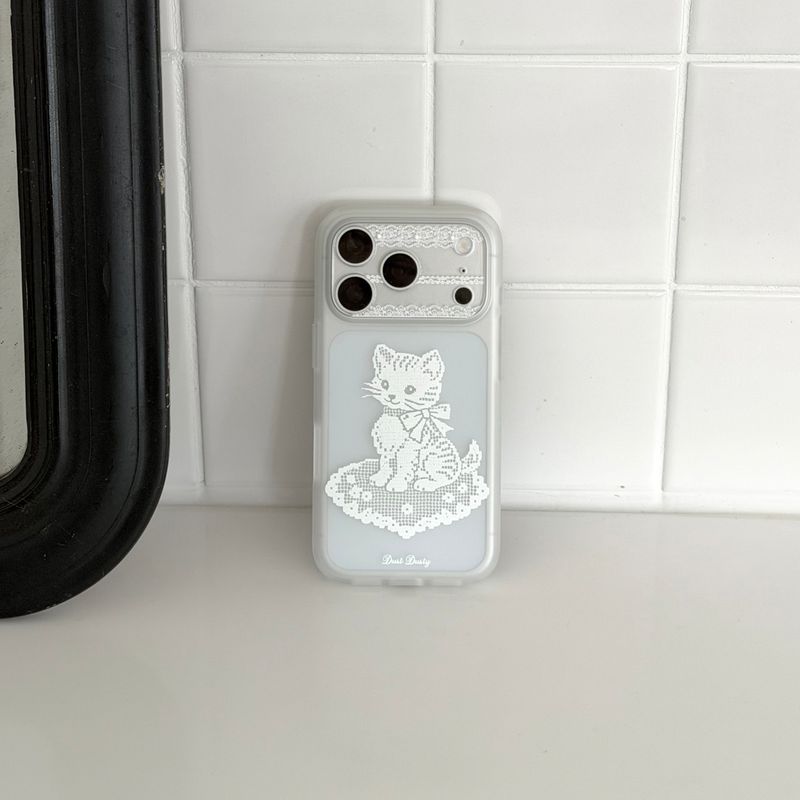 (반투명) cat lace phone case