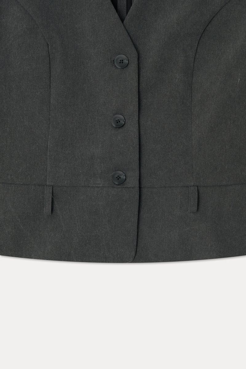 COTTON BELTED VEST_CHARCOAL
