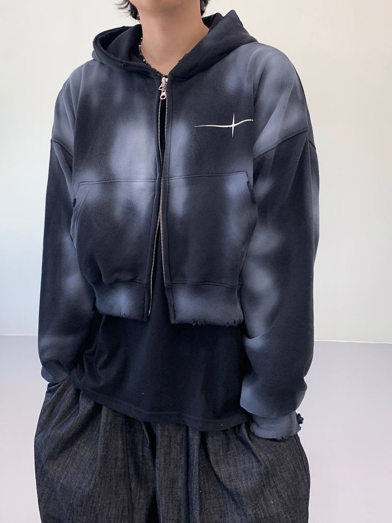 Unisex Tie Dye Over Hooded Zip-Up 2C