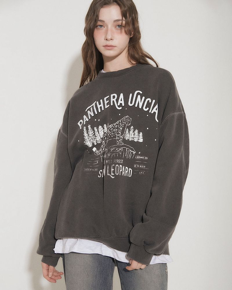 SNOW LEOPARD PRINT SWEATSHIRT [brushed] [BLACK]