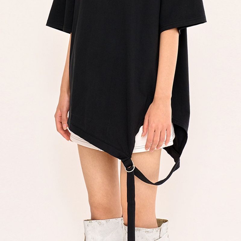 Asymmetric Belt T Shirt - Black